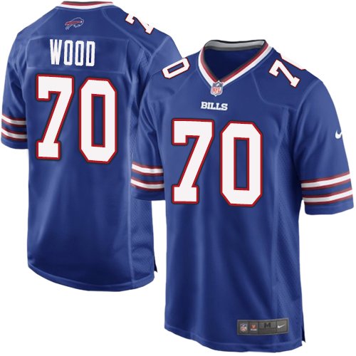 Men's Game Eric Wood Nike Jersey Royal Blue Home - #70 NFL Buffalo Bills